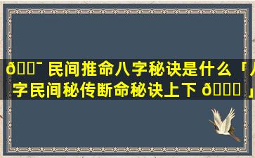 🐯 民间推命八字秘诀是什么「八字民间秘传断命秘诀上下 🐎 」